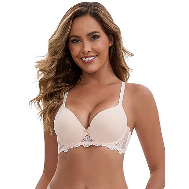 Women's Lace Plunge Push Up Underwired Bra Adjustable Spaghetti Straps Smoothing Soft Cup Lingerie