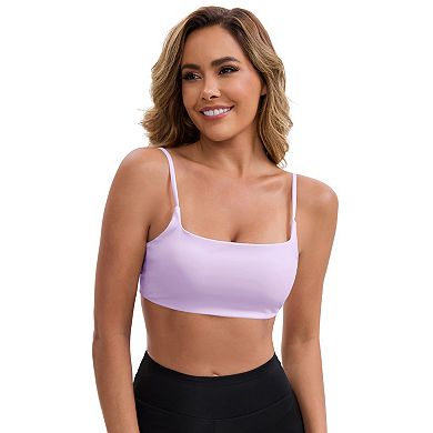 Women's Square Neck Wirefree Padded Push-Up Athletic Bras Spaghetti Straps Backless Workouts Bra