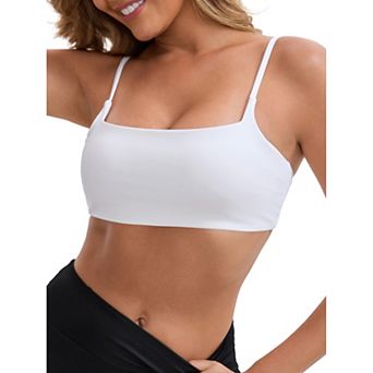 Women's Square Neck Wirefree Padded Push-Up Athletic Bras Spaghetti Straps Backless Workouts Bra