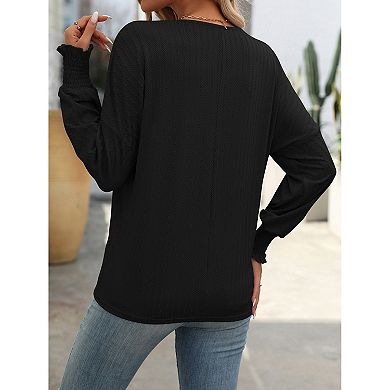 Women Long Sleeve Top Casual Solid Shirt
