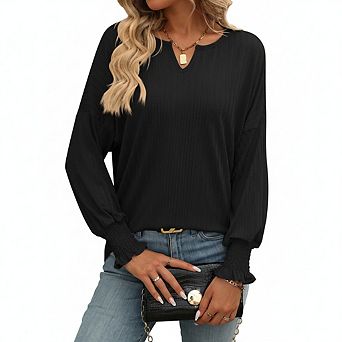 Women Long Sleeve Top Casual Solid Shirt