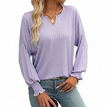 Women Long Sleeve Top Casual Solid Shirt