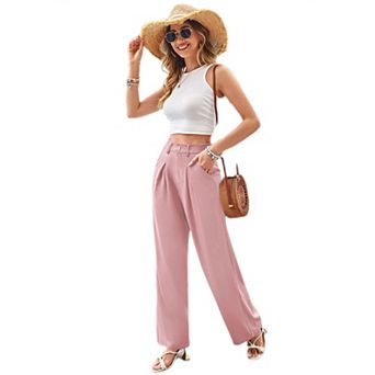 Women Wide Leg Dress Pants Business Casual Trousers with Pockets