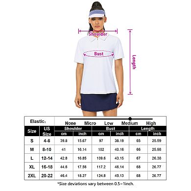 Women Golf Top Short Sleeve Zip Up Collared Polo Shirts