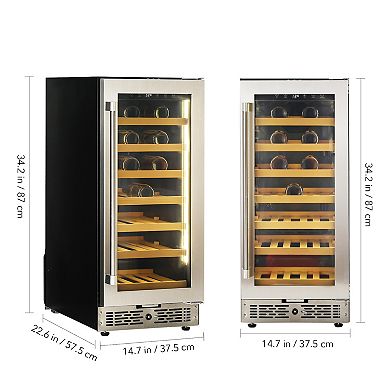 Wine and Beverage Refrigerator ,15" Wine and Beverage Cooler Under Counter or Freestanding