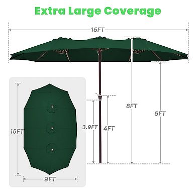 15-ft Steel No-tilt Market Patio Umbrella without Base