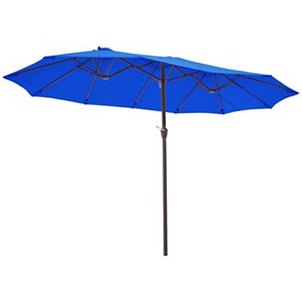 15-ft Navy Steel No-tilt Market Patio Umbrella without Base