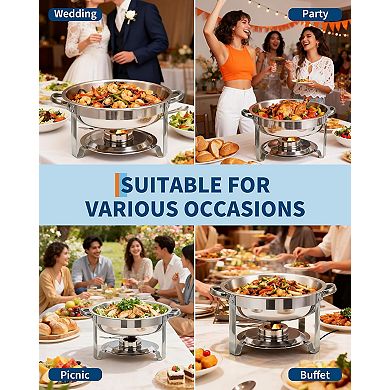 Set of 2 5L Round Chafing Dish Buffet Servers