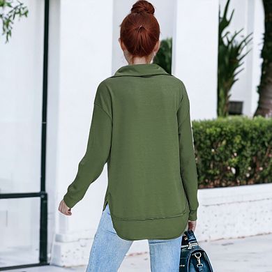 Women's Zip Up Funnel Neck Fashion Sweatshirt