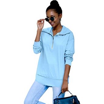 Women's Zip Up Funnel Neck Fashion Sweatshirt