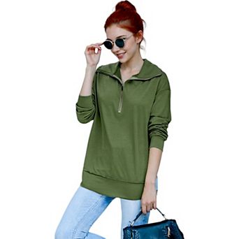Women's Zip Up Funnel Neck Fashion Sweatshirt