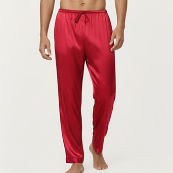Men's Satin Lounge Pants with Elastic Waistband and Straight-Leg Fit
