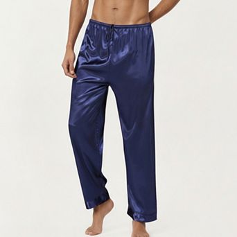 Men's Satin Lounge Pants with Elastic Waistband and Straight-Leg Fit
