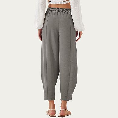 Women's Relaxed Fit Lounge Pants with Soft Draped Fabric Elastic Drawstring Waistband