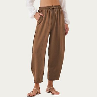 Women's Relaxed Fit Lounge Pants with Soft Draped Fabric Elastic Drawstring Waistband
