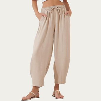 Women's Relaxed Fit Lounge Pants with Soft Draped Fabric Elastic Drawstring Waistband