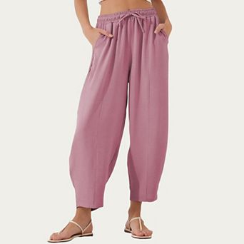 Women's Relaxed Fit Lounge Pants with Soft Draped Fabric Elastic Drawstring Waistband