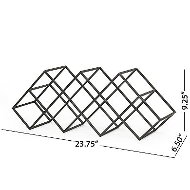 Industrial Wine Rack, 7-Bottle Metal Storage with Diamond Slots