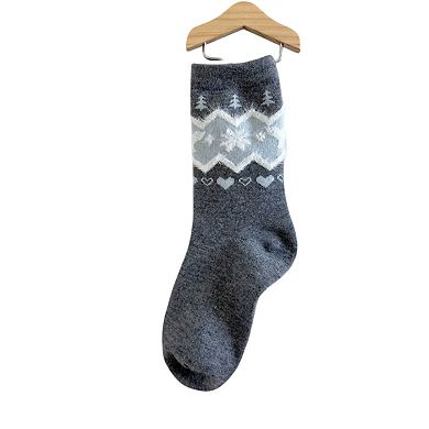 2-Pack Womens Warm Crew Socks Soft Knit Cute Pattern Comfort Fit