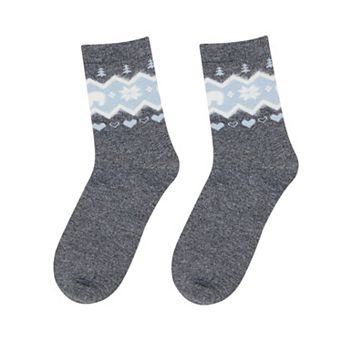 2-Pack Womens Warm Crew Socks Soft Knit Cute Pattern Comfort Fit