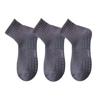 3-Pack Mens Cotton Ankle Socks Breathable Cushioned Comfort Fit