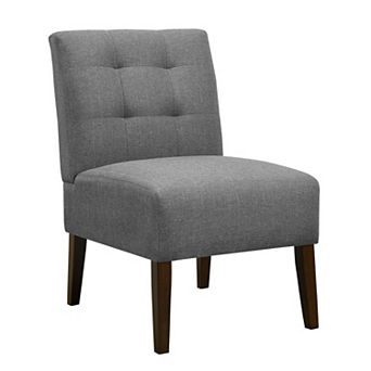 Armless Accent Chair with Pin Tuffing & Wood Legs