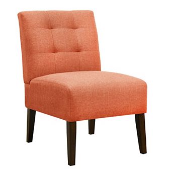Armless Accent Chair with Pin Tuffing & Wood Legs