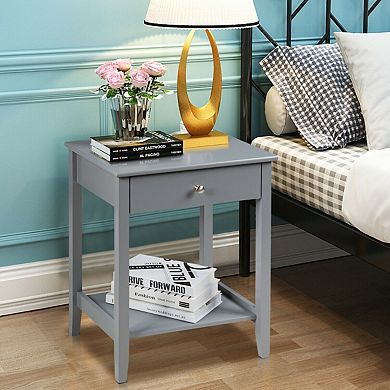 Wooden Nightstand End Table Storage Display