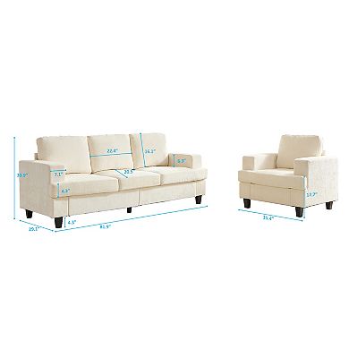 82" Width 2 Piece Living Room Sofa Set