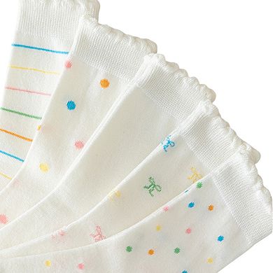 3-Pack Womens Cotton Ruffle Crew Socks with Cute Pattern Design