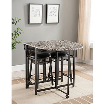 Kings Brand Furniture Comapct Dinette Set With Drop Leaf Table and 2 Comfortable Chair