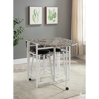 Kings Brand Furniture Comapct Dinette Set With Drop Leaf Table and 2 Comfortable Chair