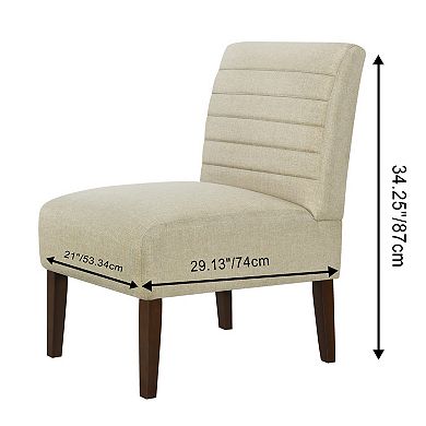 Armless Accent Chair Lounge Chair with Tufted Upholstery & Wood Legs