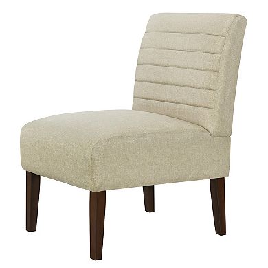 Armless Accent Chair Lounge Chair with Tufted Upholstery & Wood Legs