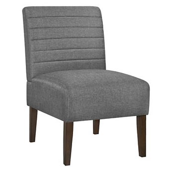 Armless Accent Chair Lounge Chair with Tufted Upholstery & Wood Legs