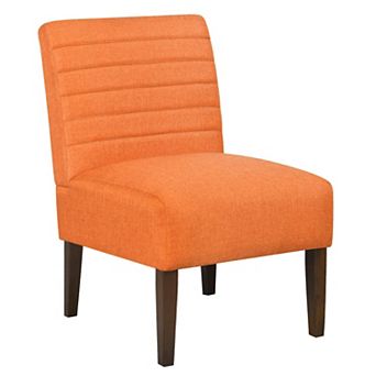 Armless Accent Chair Lounge Chair with Tufted Upholstery & Wood Legs