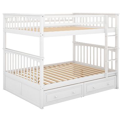 Whisen Full over Full Bunk Bed with Drawers, Convertible Beds