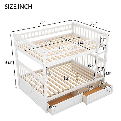 Whisen Full over Full Bunk Bed with Drawers, Convertible Beds