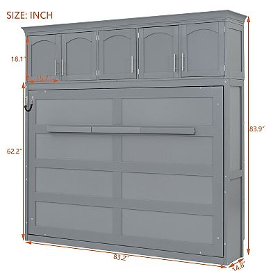 Whisen Modern Design Full Size Murphy Bed, Folded into a Cabinet with Top Cabinets