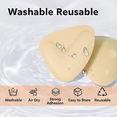 Washable Reusable Adhesive Bra Pads with Soft Flexible Shape and Strong Grip Design