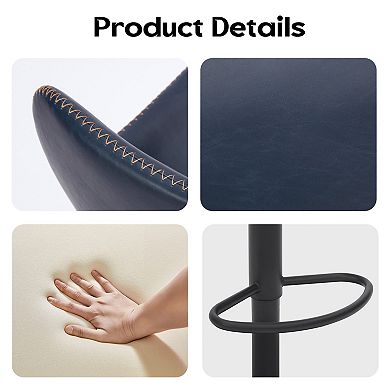 Adjustable Bar Stools Set of 2 with Back Support