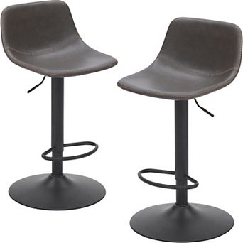 Adjustable Bar Stools Set of 2 with Back Support