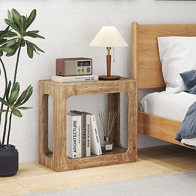 2-Tier End Table with Storage Shelf for Living Room