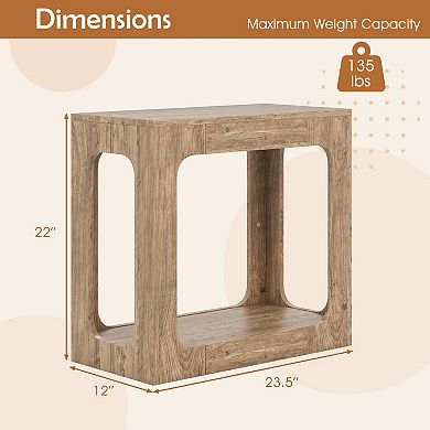 2-Tier End Table with Storage Shelf for Living Room
