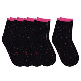 5-Pack Cotton Polka Dot Crew Socks for Women Soft Breathable Comfortable