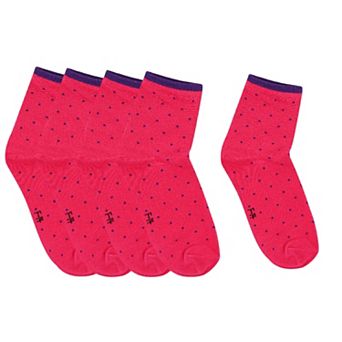 5-Pack Cotton Polka Dot Crew Socks for Women Soft Breathable Comfortable
