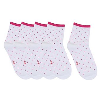 5-Pack Cotton Polka Dot Crew Socks for Women Soft Breathable Comfortable