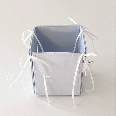Foldable Pencil Holder with Ribbon Tie Corners and Multi-Section Design 3x4in