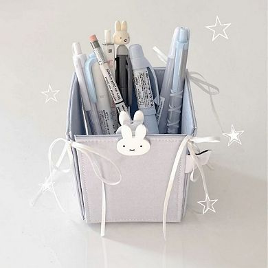 Foldable Pencil Holder with Ribbon Tie Corners and Multi-Section Design 3x4in