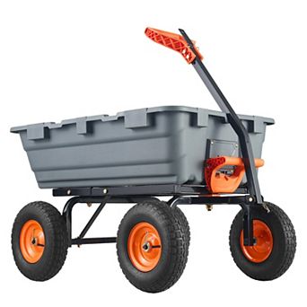 Heavy Duty Dump Cart with Large Wheels for Yard and Garden Use